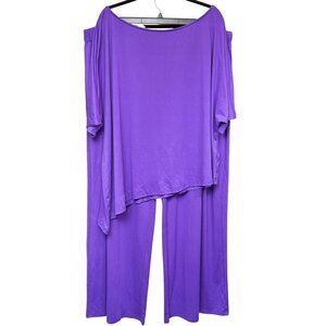 Purple 2-Piece Relaxed Fit Lounge Set Comfortable & Stretchy Women's Size 5XL